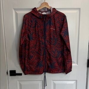 Columbia Red and Navy Leaf Print Jacket